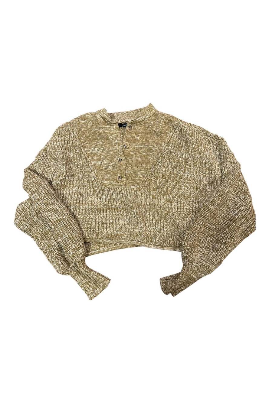 Forever 21 Button-Front Crop Sweater Size S Olive Green